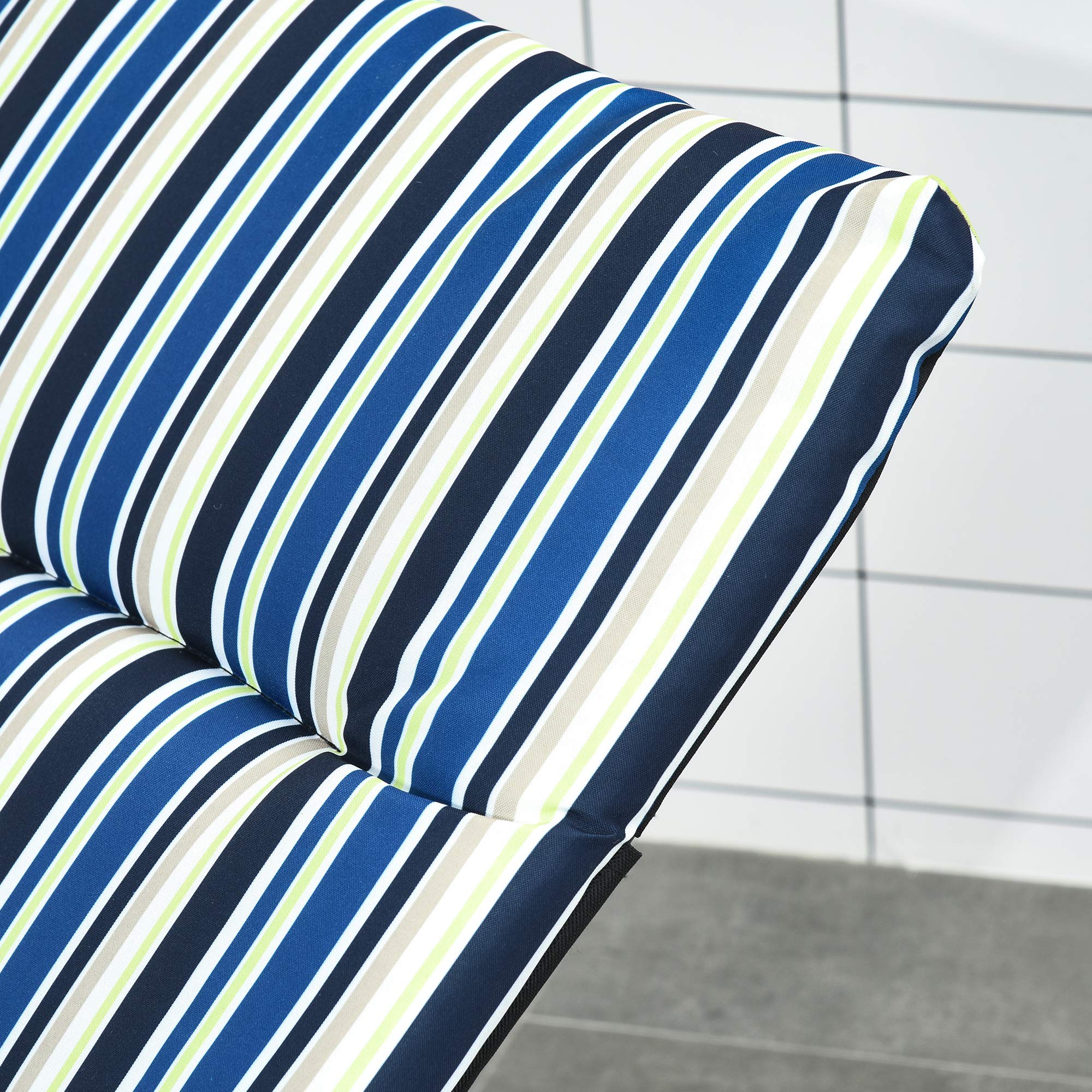 Outsunny Bain de Soleil Pliable Transat Inclinable 6 Positions Multicolore | Grand Confort, Avec Matelas, Accoudoirs, Acier Polyester, leger, Jardin Extérieur