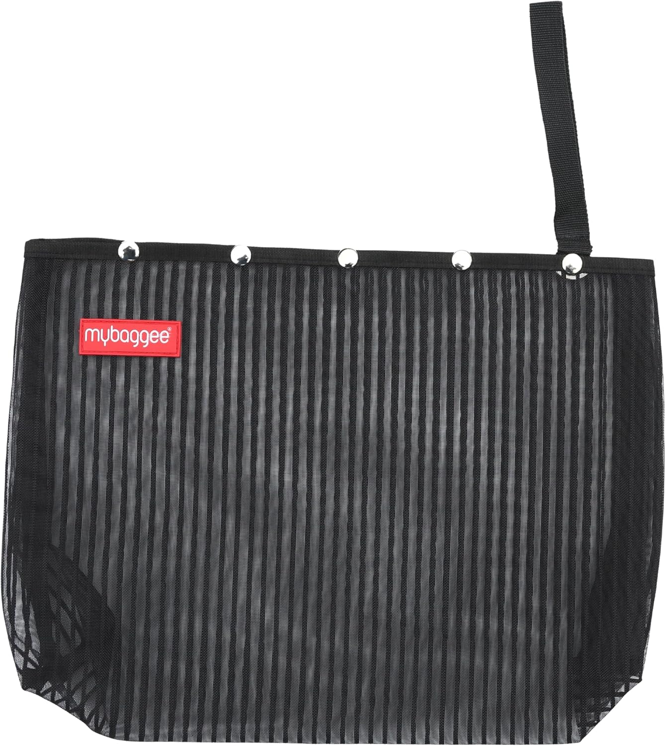 Large 5 Snaps Mesh Travel Knitting Bag with Snap Opening, Lightweight Nylon Storage Pouch for Yarns, Needles and Accessories (Black)