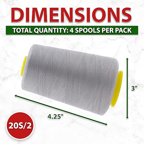 Vista 206 de Mandala Crafts - Hilo de coser multiusos de poliéster para máquina de coser de sarga, sobrehilado, acolchado Beige