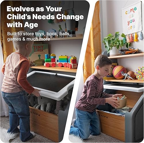 Miniatura 4 de Step2 Harmony - Caja de almacenamiento de juguetes, madera y plástico, estantes para libros, contenedor de almacenamiento de juguetes con tapa de