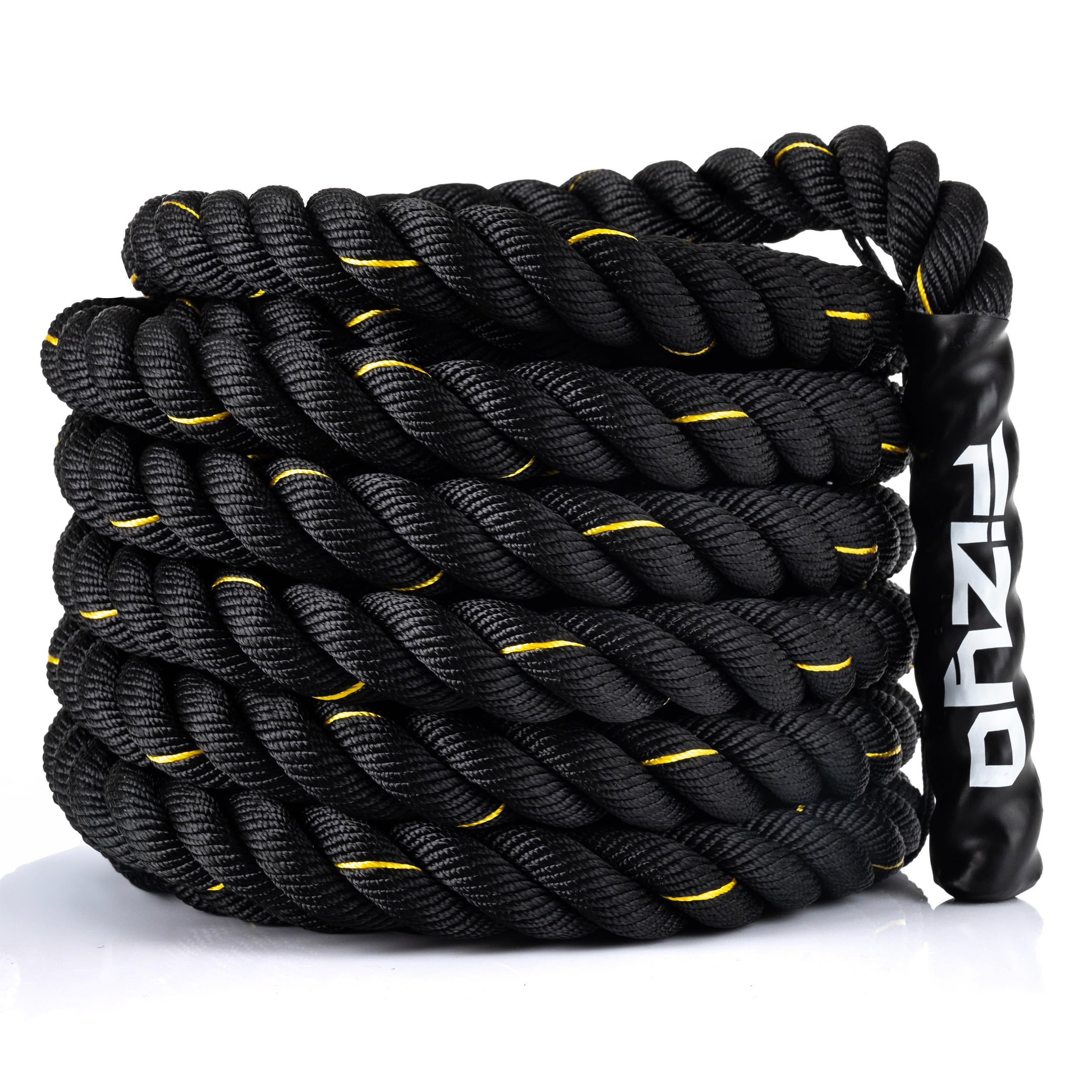 FIZYO Battle Rope – Corda da Allenamento Robusta per Functional Training, Cross Training, Forza e Resistenza – Diametro 3,8 cm, Costruzione a 3 Fili – Home Gym & Outdoor (9m)