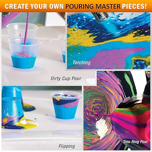 Miniatura 5 de Pouring Masters Caribbean Blue - acrílico listo para verter pintura  Premium 907 gr (32 onzas) pre-mezclado a base de agua  para lienzo, madera,