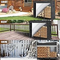 Vista 6 de KYATE - Estante para leña de 4 pies para exteriores con cubierta, soporte para almacenamiento de leña para chimenea, soporte resistente