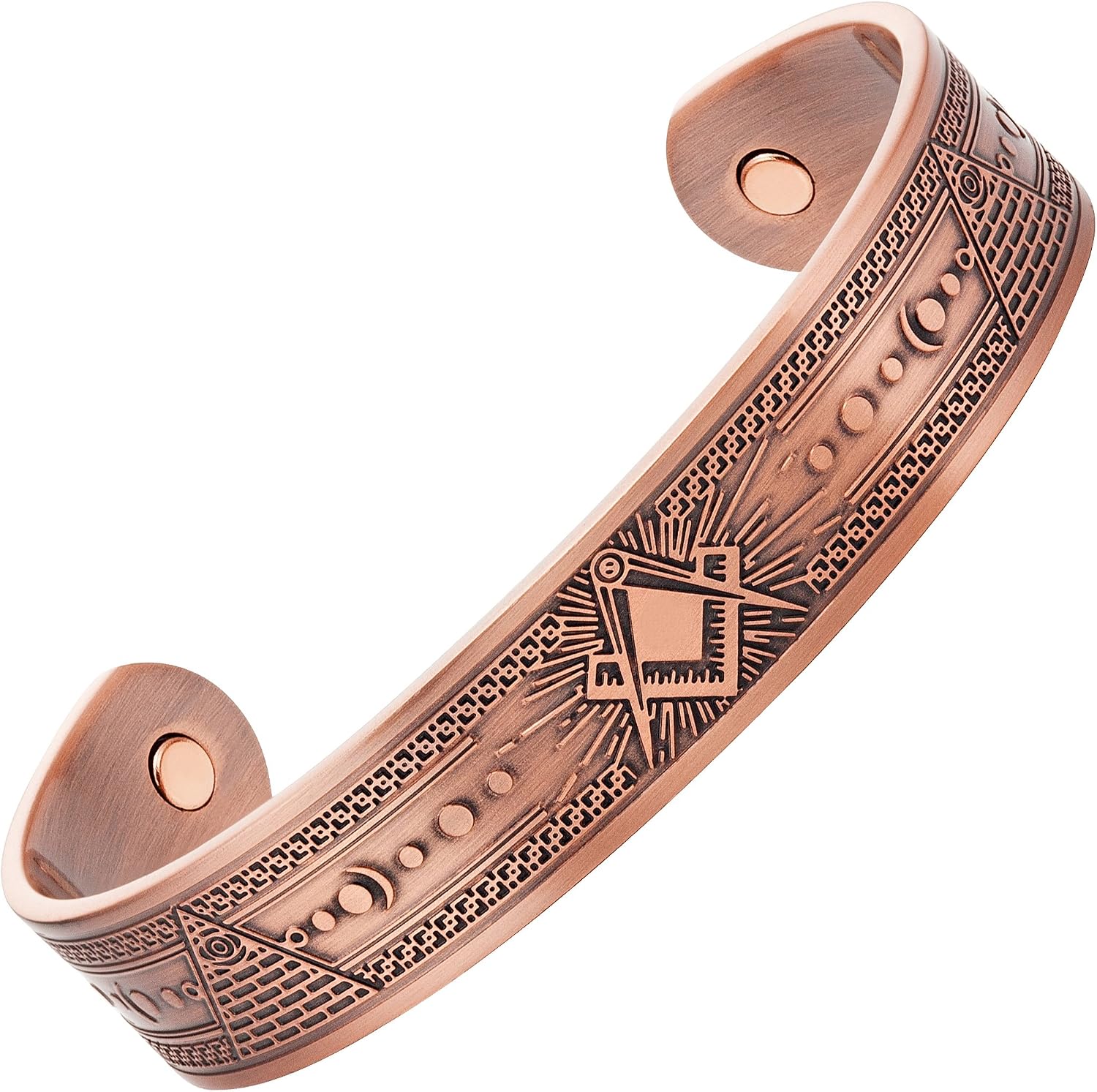 MasonicMan Masonic Men's Pure Copper Magnetic Adjustable Bracelet Bangle (Copper Without G)