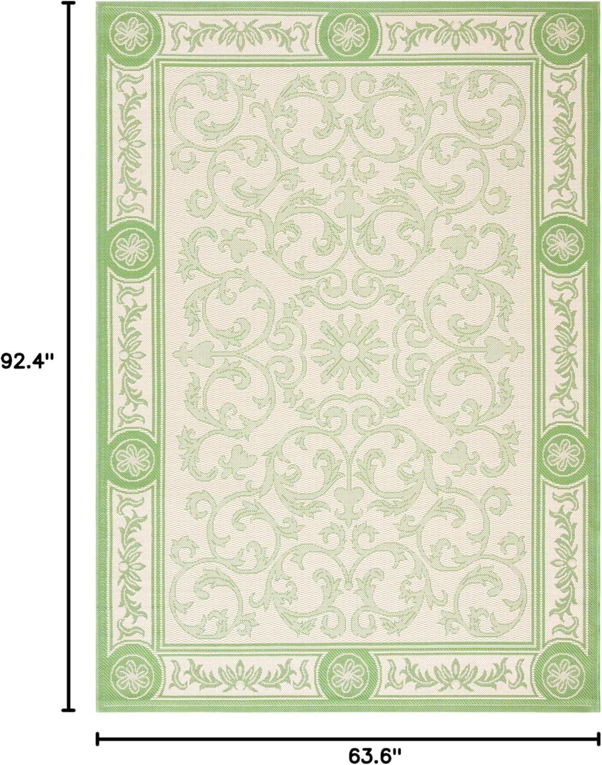 SAFAVIEH Washable Rug Outdoor Courtyard Collection - 5'3" x 7'7", Natural & Olive, Non-Shedding & Easy Cleaning, Ideal for Patio, Backyard, Mudroom (CY2829-1E01)