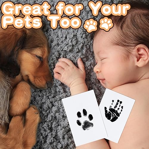 Miniatura 2 de MengNi Baby Footprint Handprint Pet Paw Print Kit with 4 Ink Pads and 8 Imprint Cards