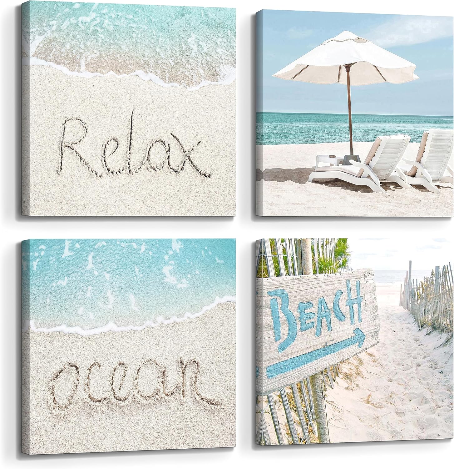 the stream design Beach Coastal Canvas Wall Art: Seaside Ocean Scene Picture Sea Life Seashell Starfish Artwork Seascape Path Painting Print Decor for Bathroom Bedroom Living Room