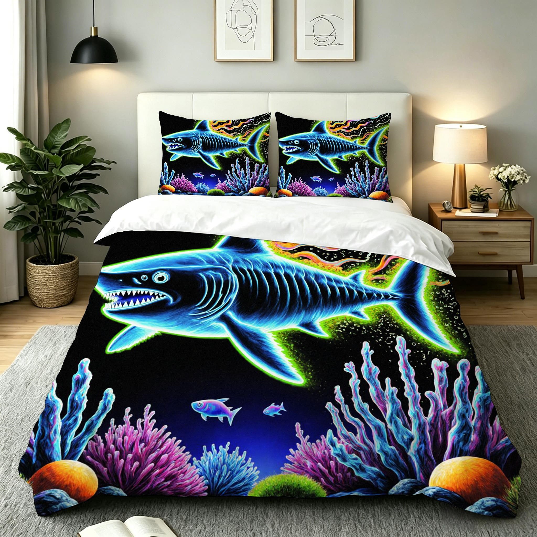 Funda Nórdica Cama 180, 240x260 cm Tiburón Azul, AQ2304