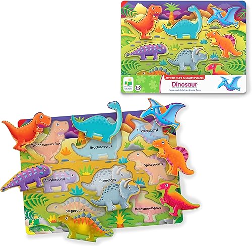 The Learning Journey My First Lift & Learn - Dinosaurios - Desarrollo intelectual de rompecabezas activo temprano - Juego de rompecabezas para niños