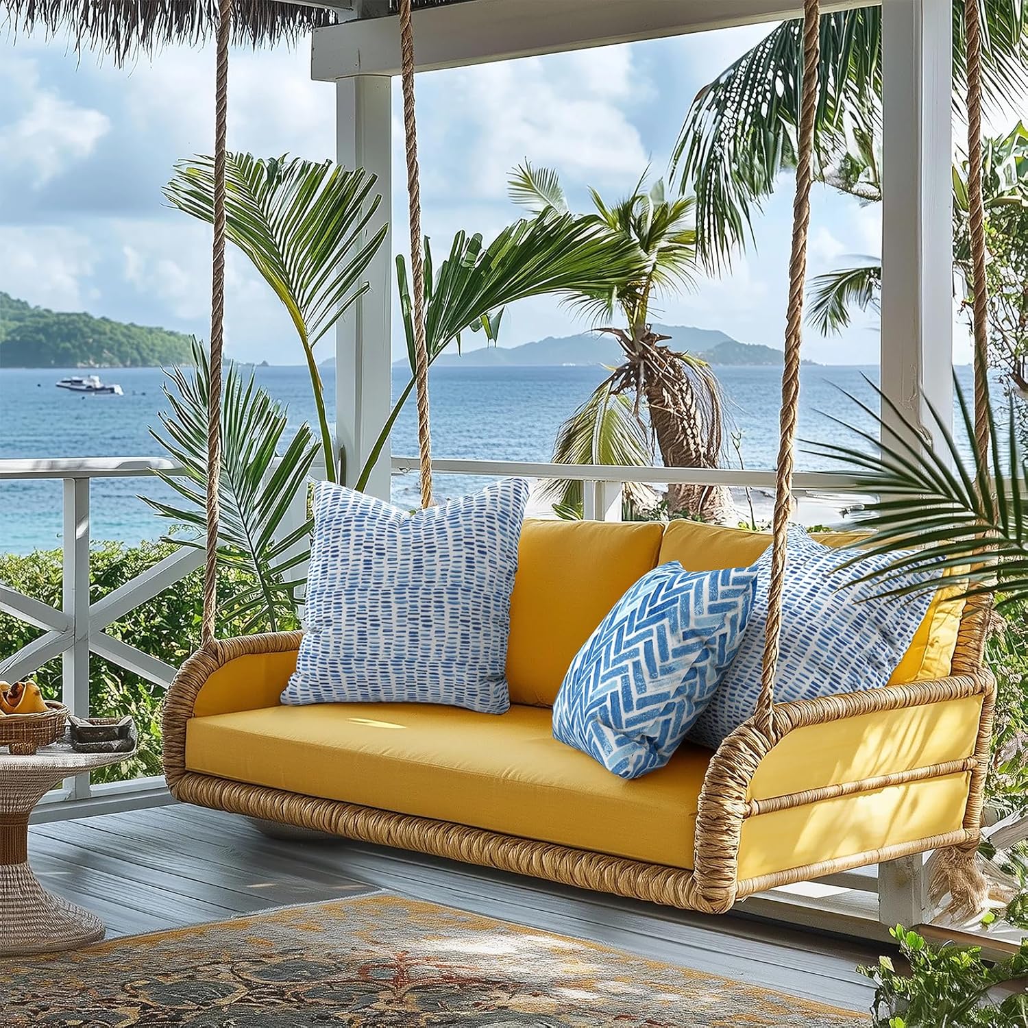 Outdoor Pillows for Patio Furniture 18x18 inch, Square Outdoor Throw Pillows with Inserts, Decorative Toss Pillows for Garden Couch Home Sofa Office Chair, Pack of 2, Pebble Blue - Image 5