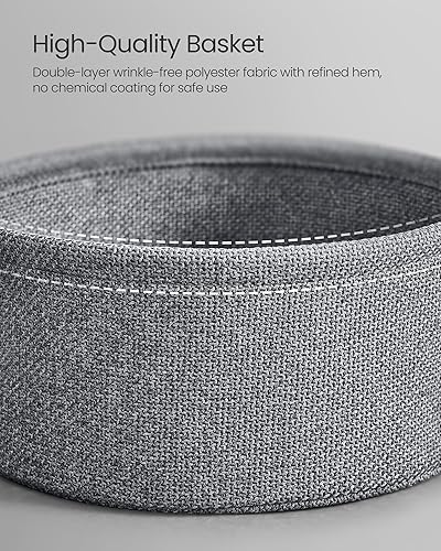 Miniatura 7 de VASAGLE LILEA Collection - Mesa auxiliar redonda pequeña, mesita de noche moderna con cesta de tela, negro ébano y gris pizarra ULET223B01