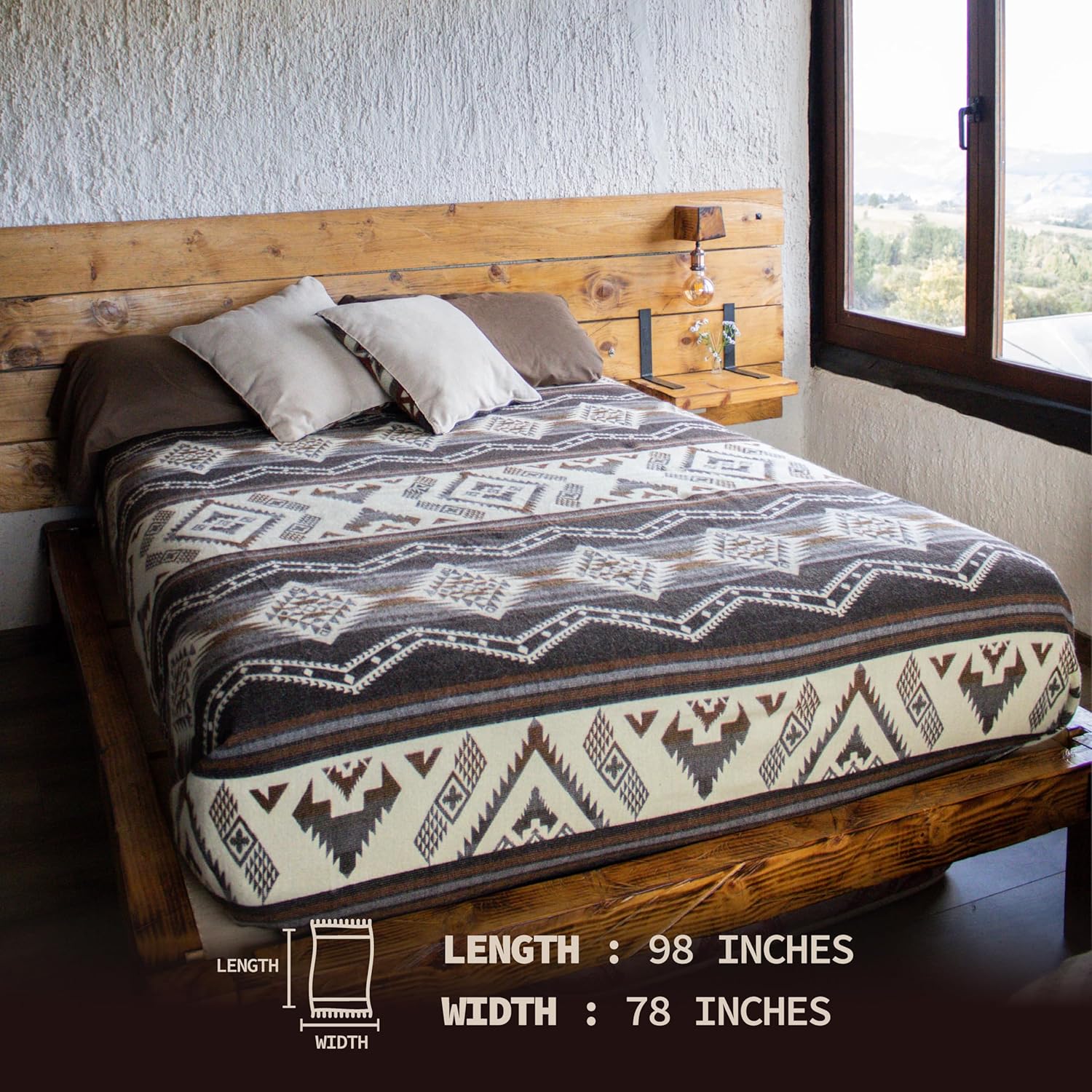 Alpaca Blanket - Premium Alpaca Wool Throw Blanket for Cozy Comfort - Warm Alpaca Wool Blanket - Variegated - Made by Artisans in The Heart of The Mountains of Ecuador