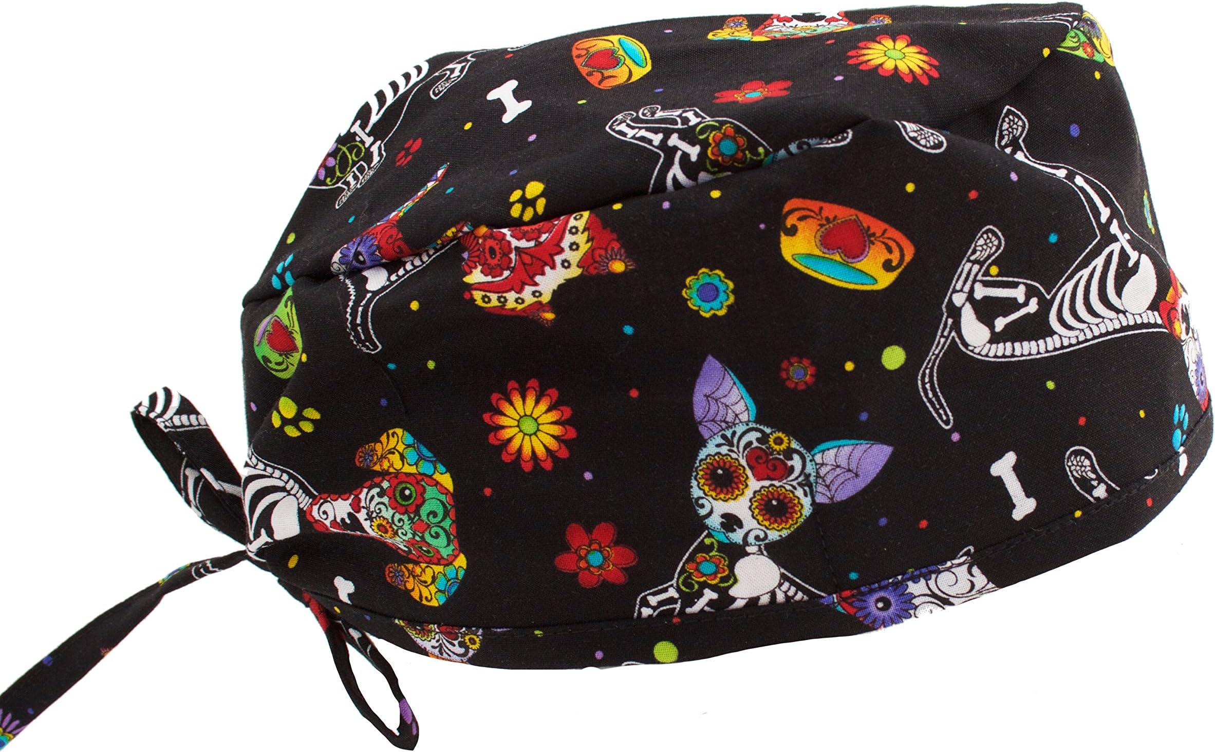 Funny Colorful X-Ray Dogs Scrub Cap Hat Green