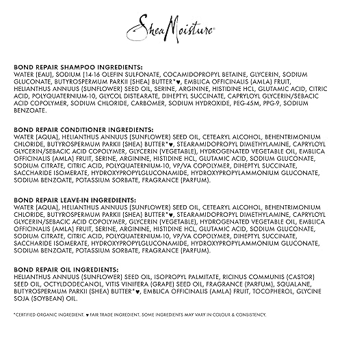 Miniatura 8 de SheaMoisture Champú reparador de bonos, acondicionador, enjuague y aceite de 4 unidades de aceite de Alma para fortalecer el cabello con infusión
