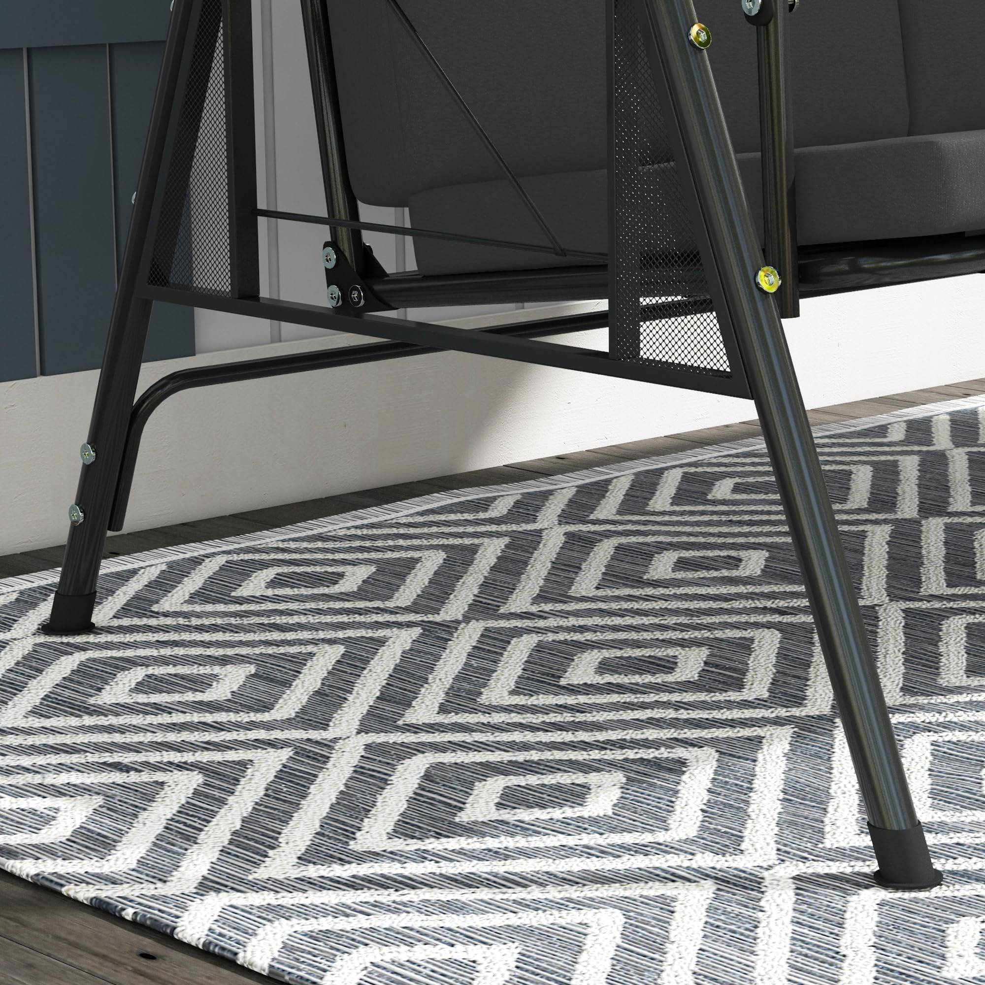 Outsunny Balancelle de Jardin 3 Places Grand Confort Toit réglable Acier Polyester Gris foncé
