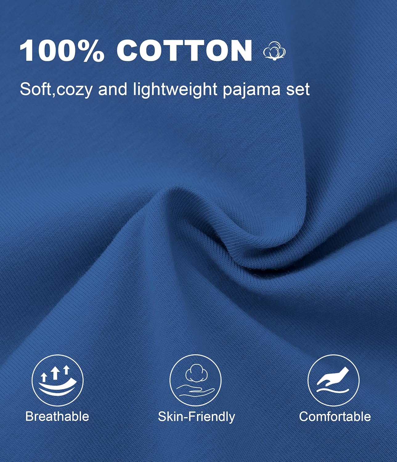 CF Women's 100% Cotton Pajama Sets Soft Short Sleeve Tops & Pants Comfy Sleepwear 2 Piece Lounge set with Pockets Loungewear - Image 6