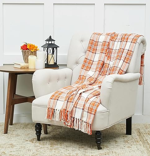 Miniatura 2 de C&F Home Gibson - Manta decorativa tejida a cuadros de 50 x 60 pulgadas con borlas de flecos, otoño, cosecha, fútbol, portón trasero, Navidad,