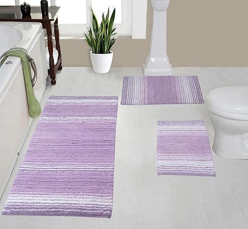 Miniatura 42 de Home Weavers Colección Gradiation 100% algodón, alfombra lavable, tapete de baño, tapete de cocina, juego de alfombras de baño, antideslizantes