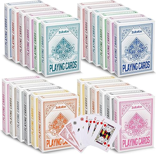 Zubebe 24 Mazos de Cartas, Barajas de Cartas al por Mayor en Tamaño Póker, Barajas de Póker Estándar para Actividades de Niños y Adultos,