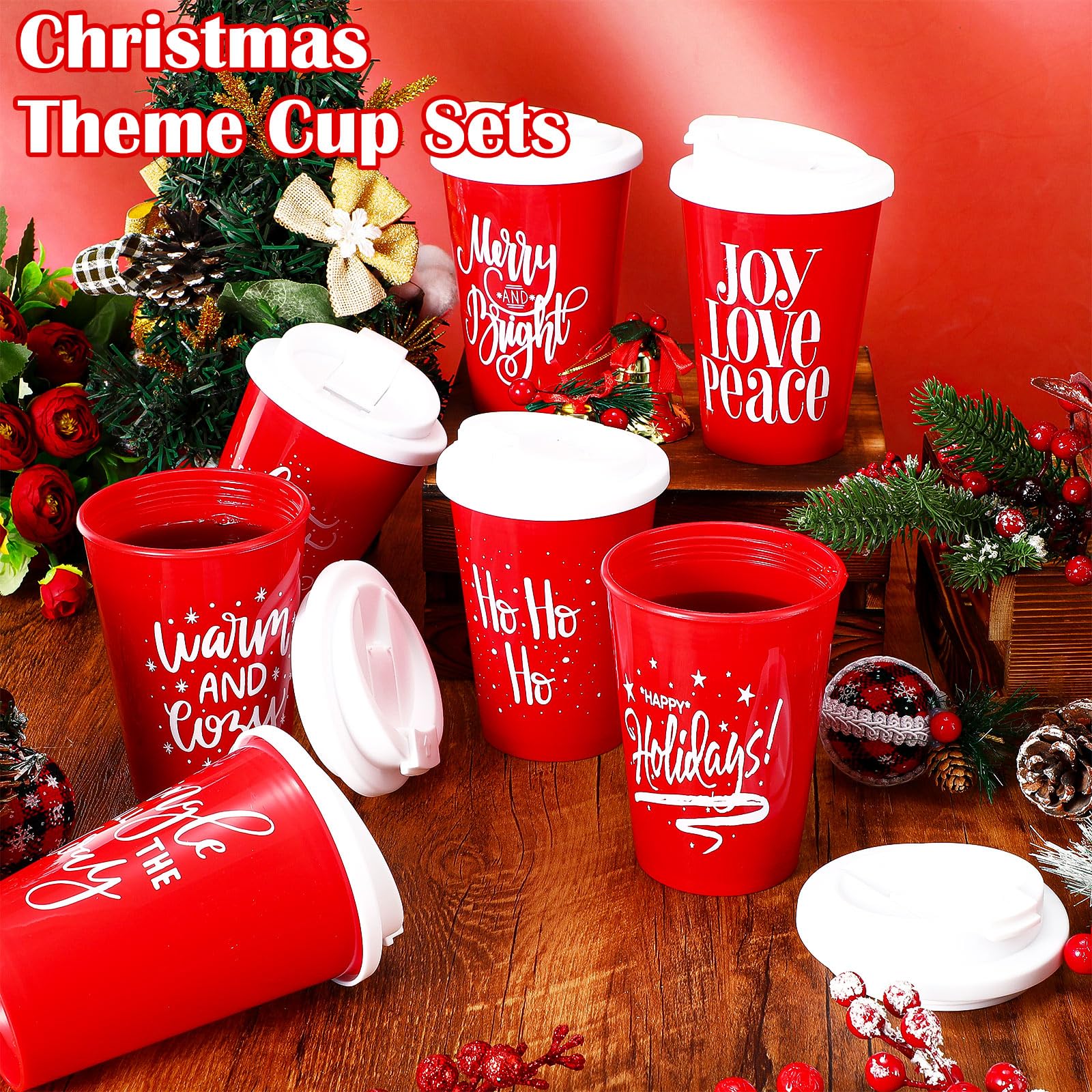 Amazon.com | Sliner 30 Pcs Christmas Reusable Coffee Cups with Lids Bulk 12  oz Christmas Plastic Cup Gifts Xmas Drinks Tumblers with Snowflake for  Coworkers Family Winter Party Favors (Red): Tumblers &