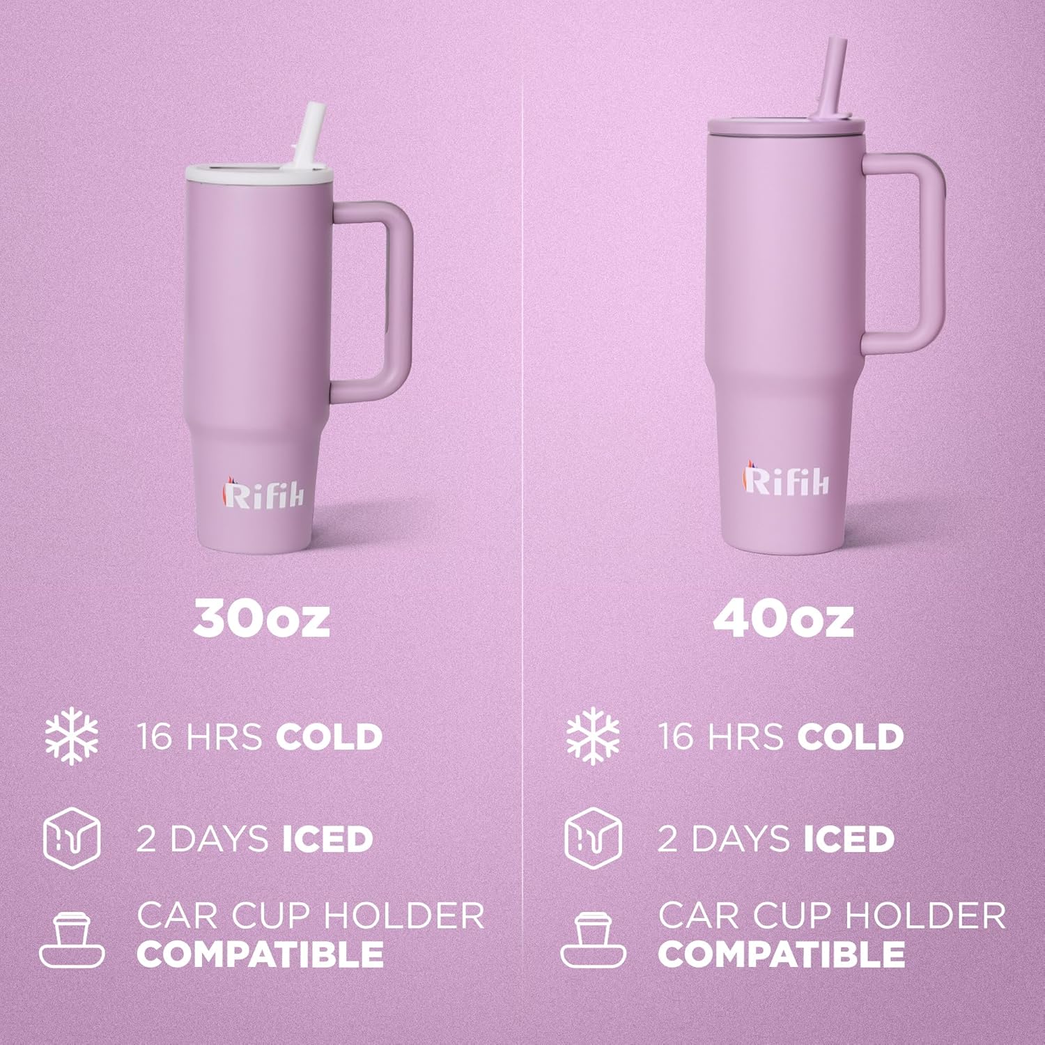 Cup with Lid and Straw, Tumbler with Handle, Travel Mugs, Stainless Steel Cup, Insulated Water Bottle, Insulated Travel Coffee Mugs, Cup with Straw, Coffee Mugs with Lids (PURPLE, 40 OZ) - Image 5