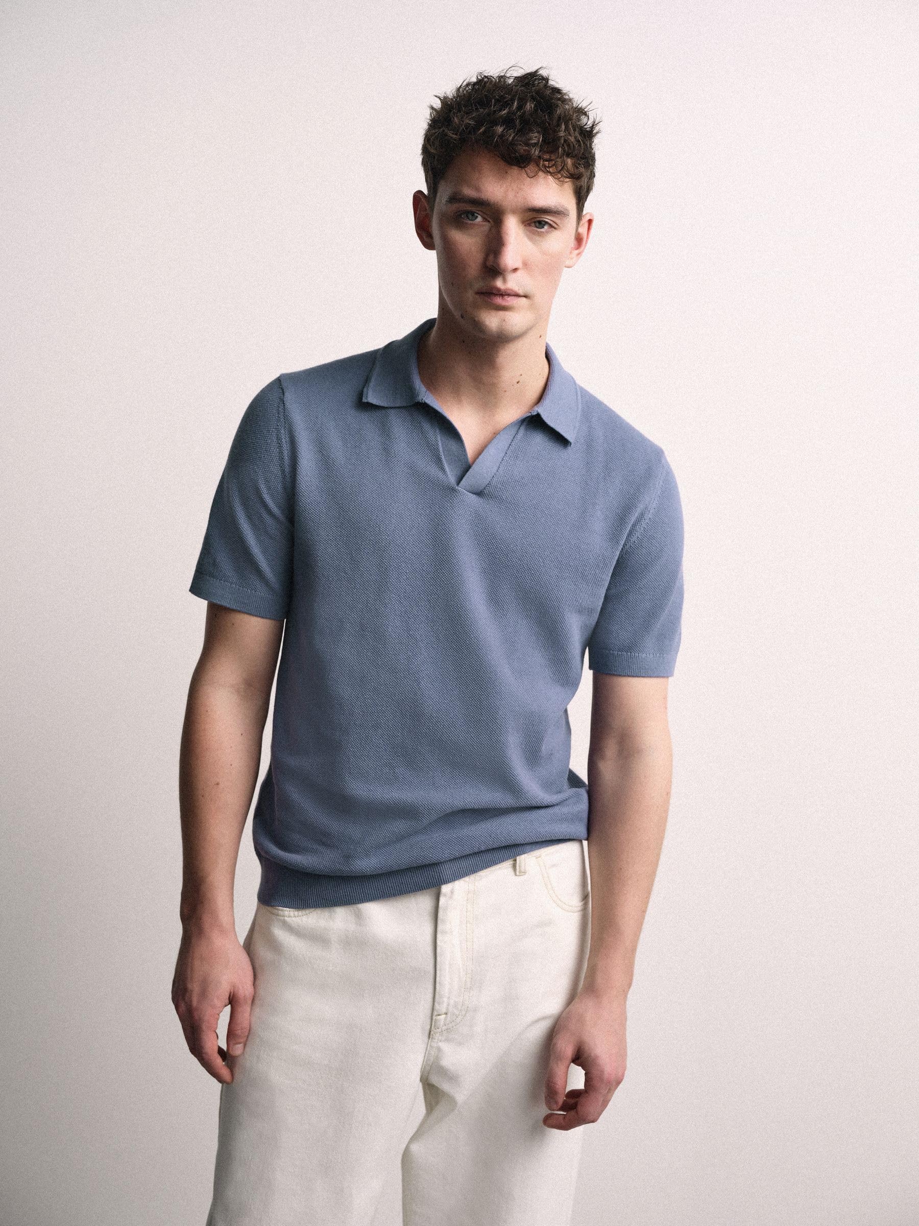 THE SET Uomini Confezione da 3 Maglie a Maniche Corte con Scollo a V in Misto Cotone a Trama fine