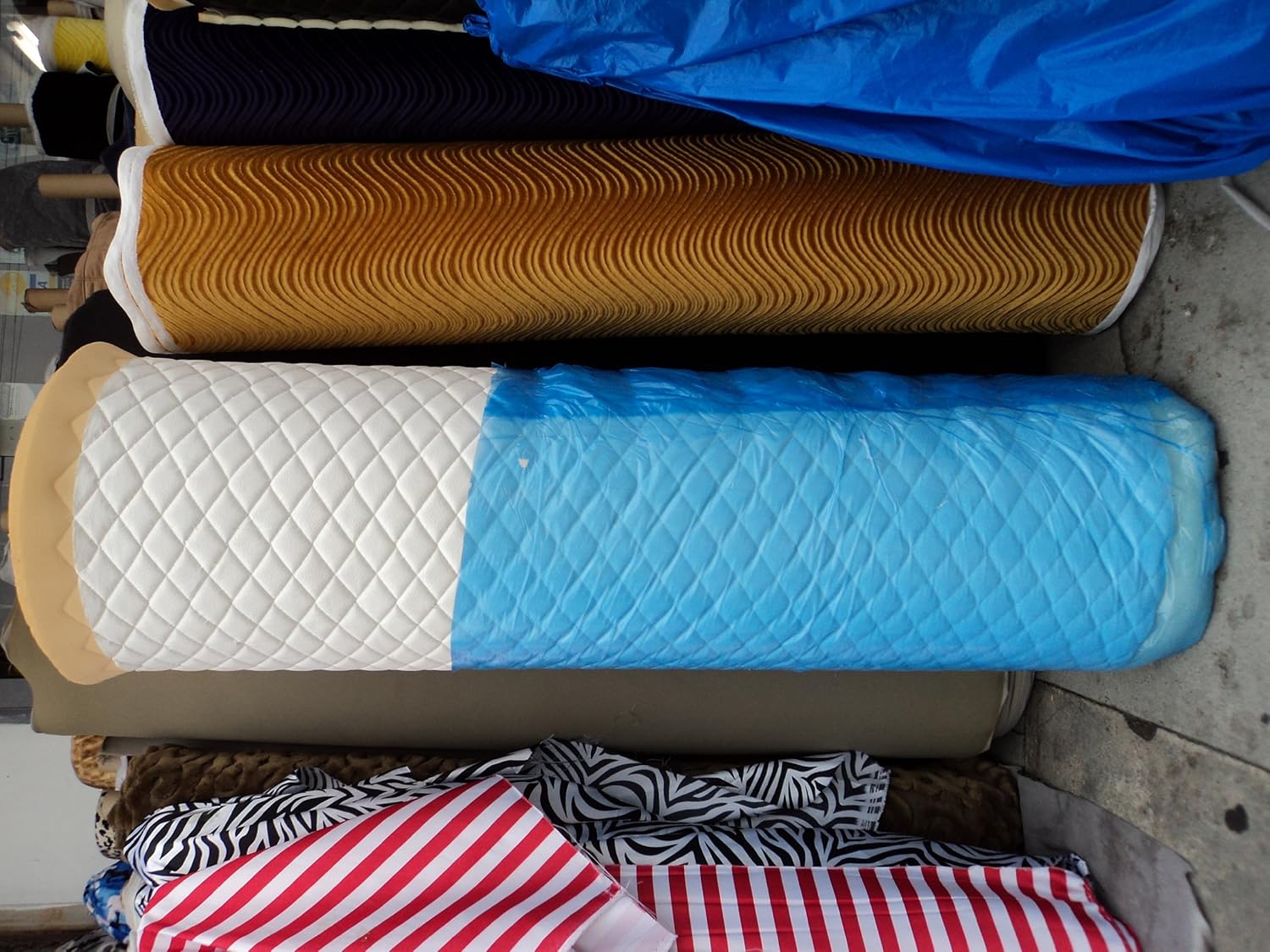 Vinyl Quilted White Fabric w/ 3/8" Foam Backing Upholstery by The Yard