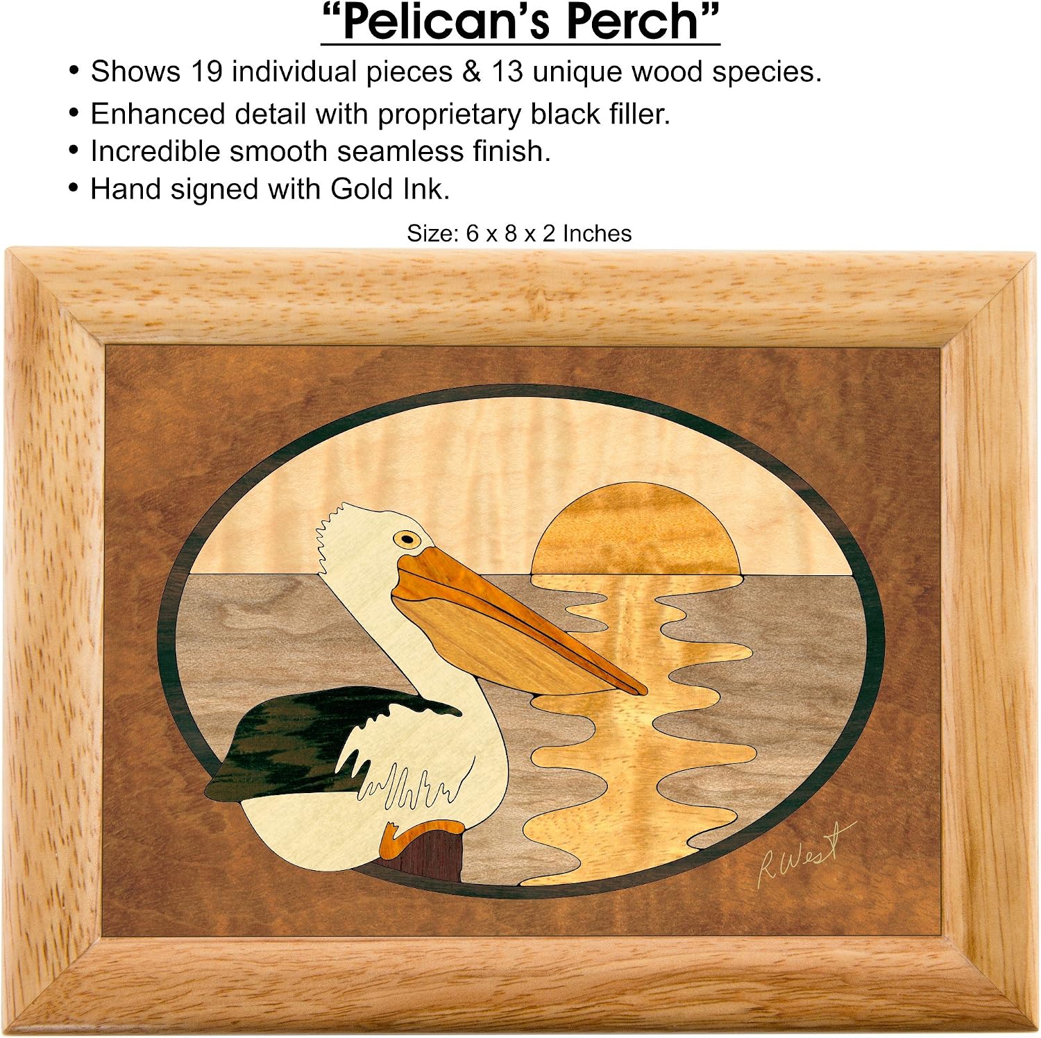 Wood Art Pelican Box - Handmade USA - Unmatched Quality - Unique, No Two are the Same - Original Work of Wood Art. A Bird Gift, Ring, Trinket or Wood-Jewelry Box (#2144 Pelicans Perch 6x8x2) image 2