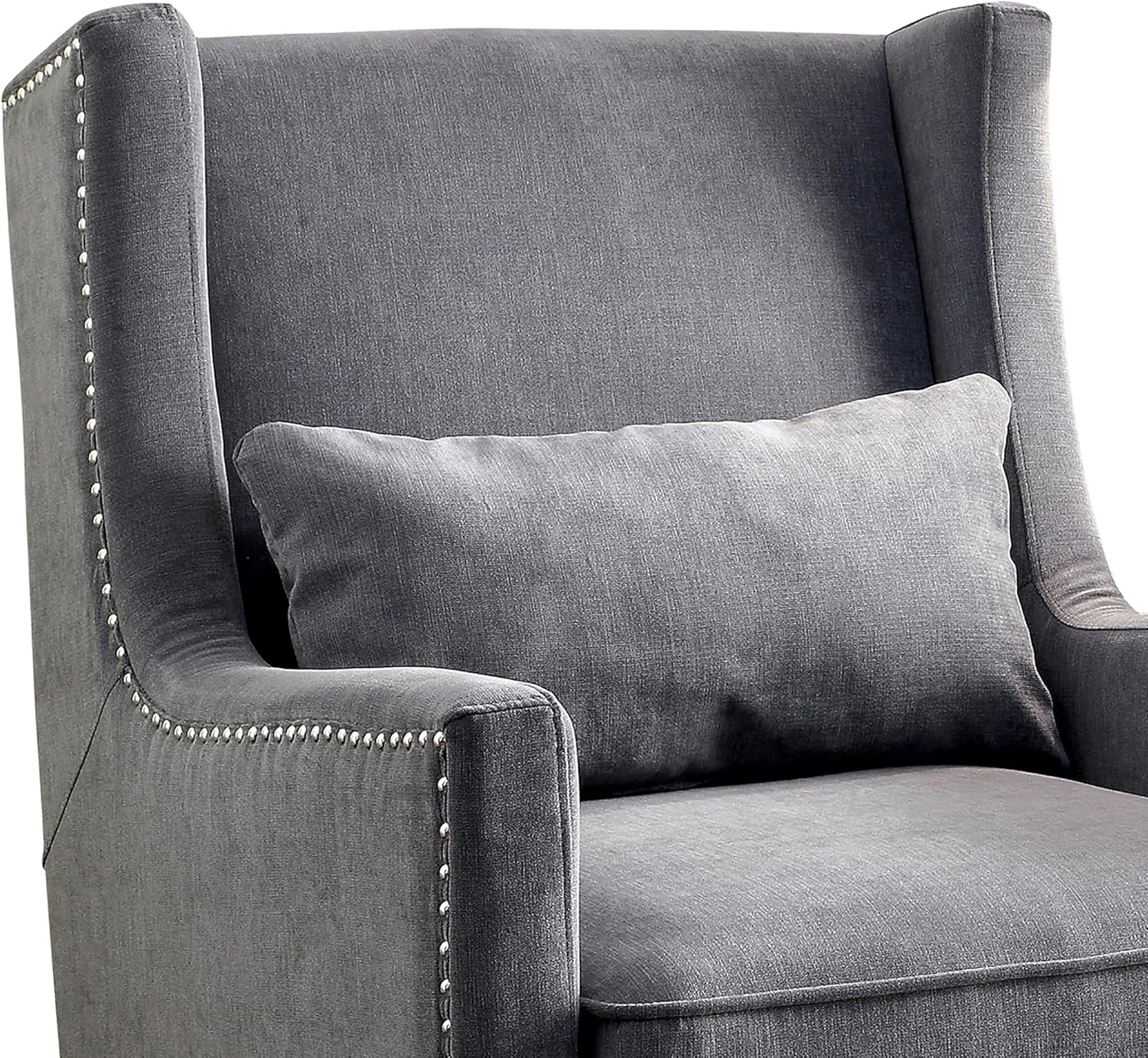 Furniture of America Aiza Contemporary Upholstered Wingback Accent Chair, Gray