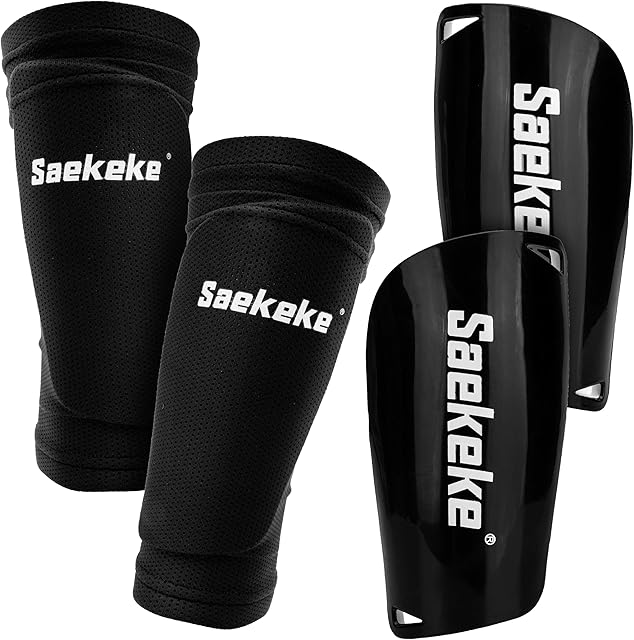 Saekeke Football Shin Guards with High Elastic Double Layer Lightweight Breathable Sleeves for Unisex-Kids, Youths, Adults, Slip In Shin Pads