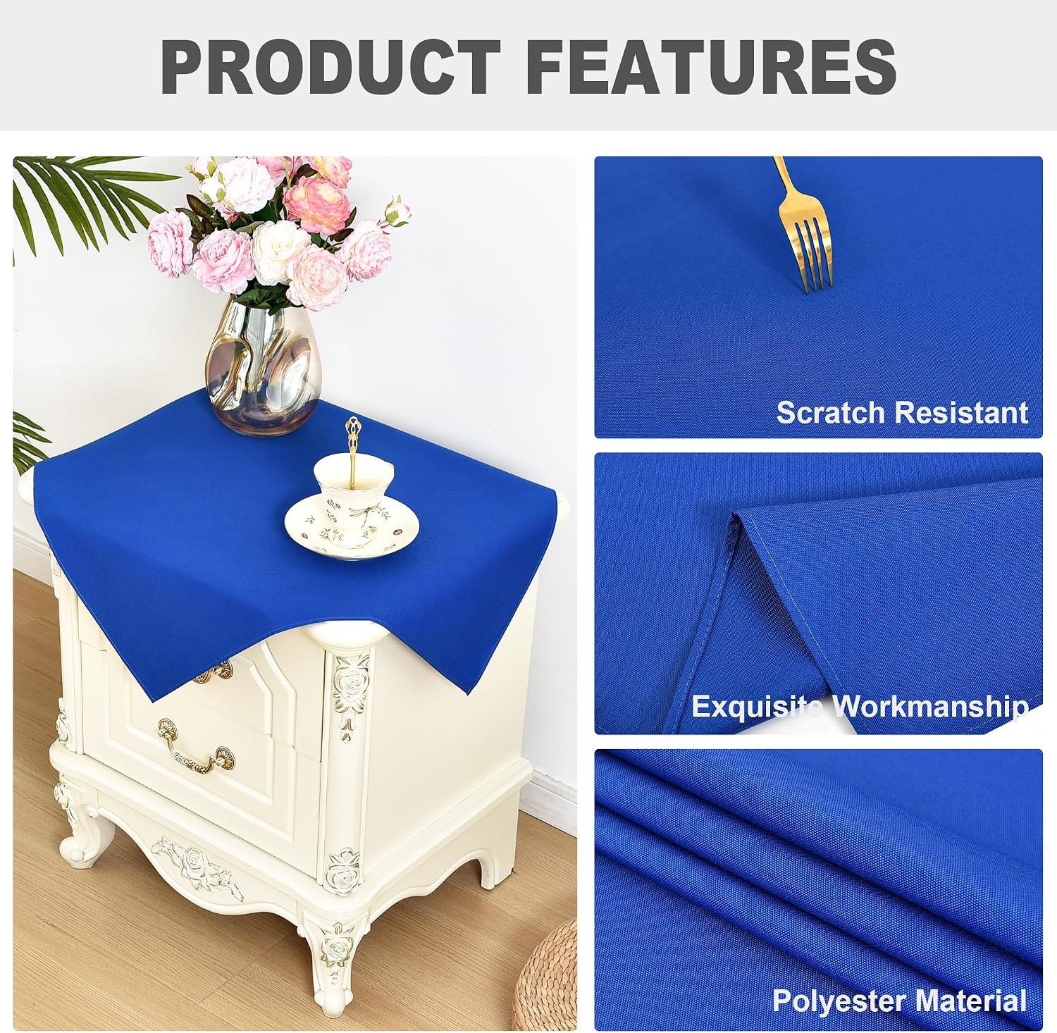 eeivs 2 Pack Small Square Tablecloth Royal Blue Table Cloth 24x24 Inch image 3