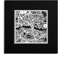 Vista 98 de O3 Design Studio Mapa de corte de papel Madrid negro mate de 20 x 20 pulgadas