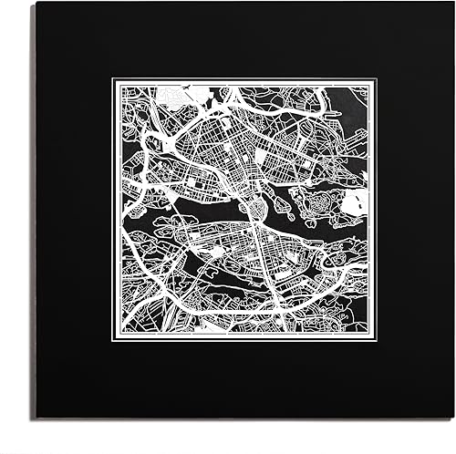 Miniatura 98 de O3 Design Studio Mapa de corte de papel Madrid negro mate de 20 x 20 pulgadas