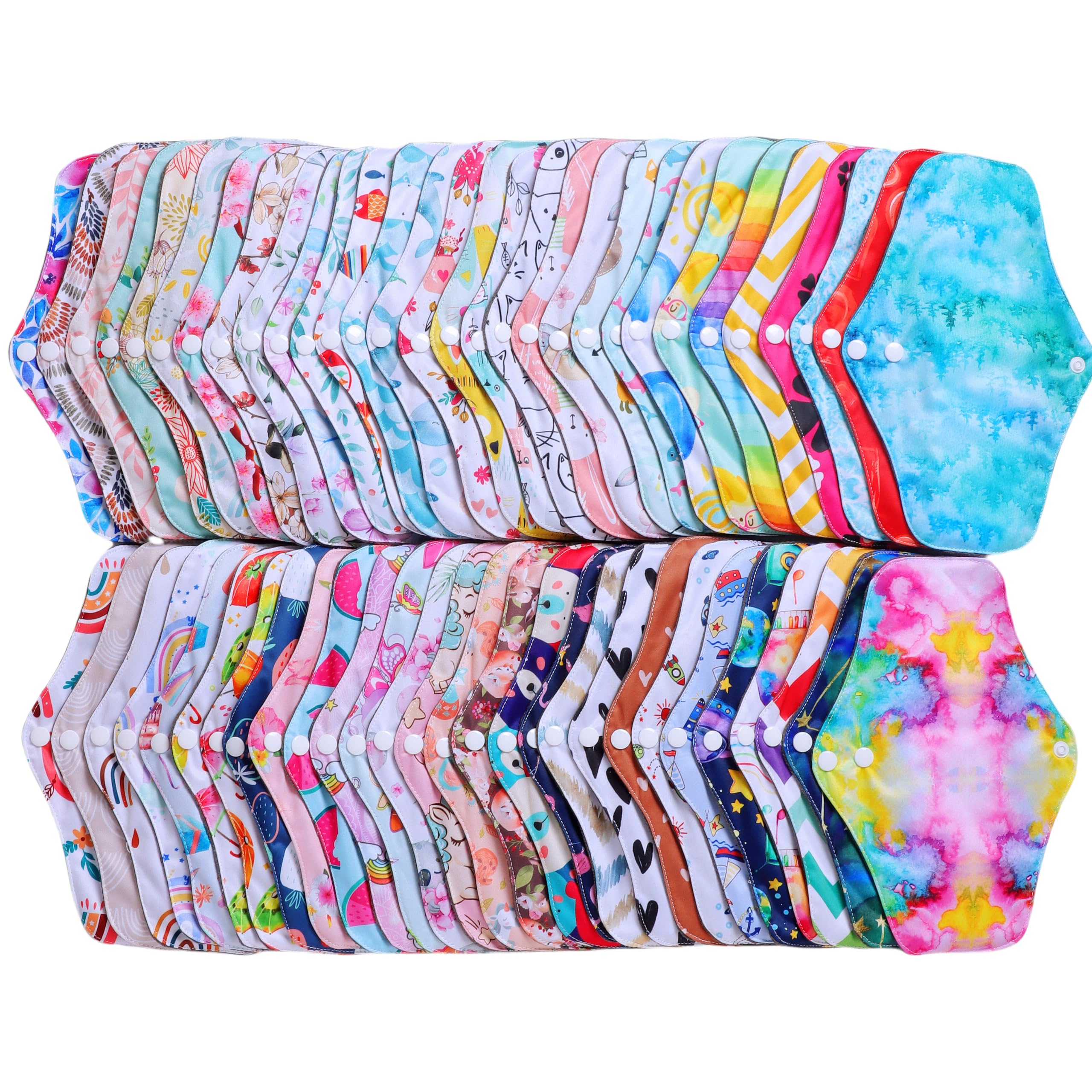 10 pcs M Size Random Prints Reusable Cloth Menstrual Pads for Women Period(10M-randomprints)