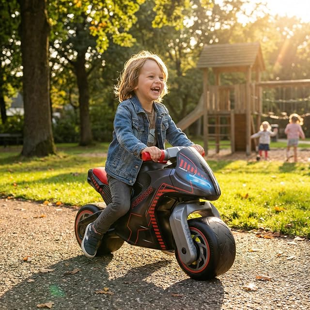 Foto 5 de 7 de MOLTO - Moto Correpasillos Negra Furious Infantil + Casco, Diseño de Carreras para Niños y Niñas, Ligera…