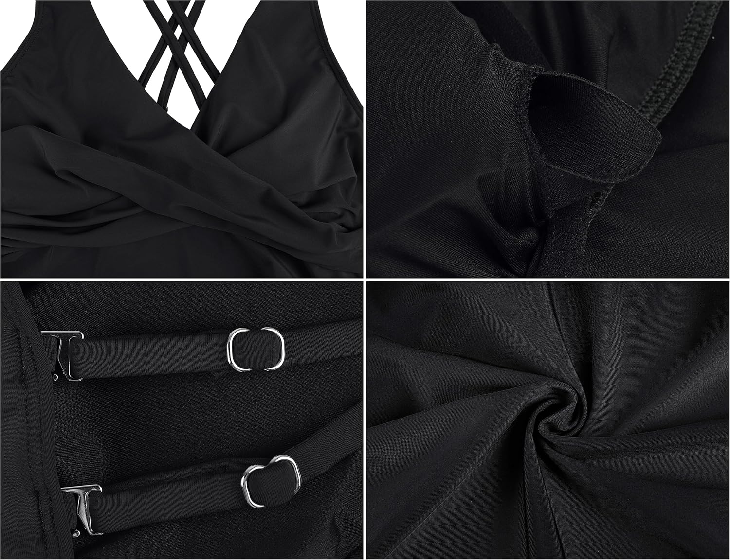 Firpearl Women's Underwire Tankini Top Only Tummy Control Bathing Suit V Neck Push Up Crossover Swimsuit Top - Image 8