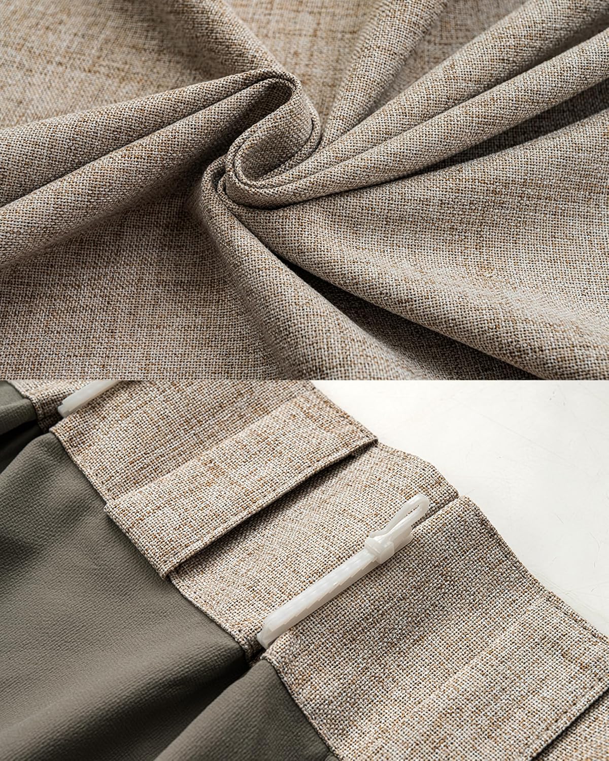 96 Inch Long Linen Pinch Pleated 100% Blackout Curtains & Drapes,Bedroom/Livingroom Farmhouse Curtains 2 Panel Sets,Room Darkening Thermal Insulated Window Curtain