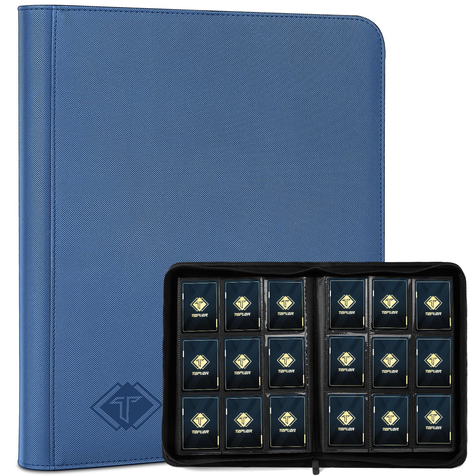 Trading Card Binder, Card Binder Album Folder Book Fit for MTG Baseball Football Sports Cards, Easy to Use Card Collection Binder (Blue, 432 Pockets)