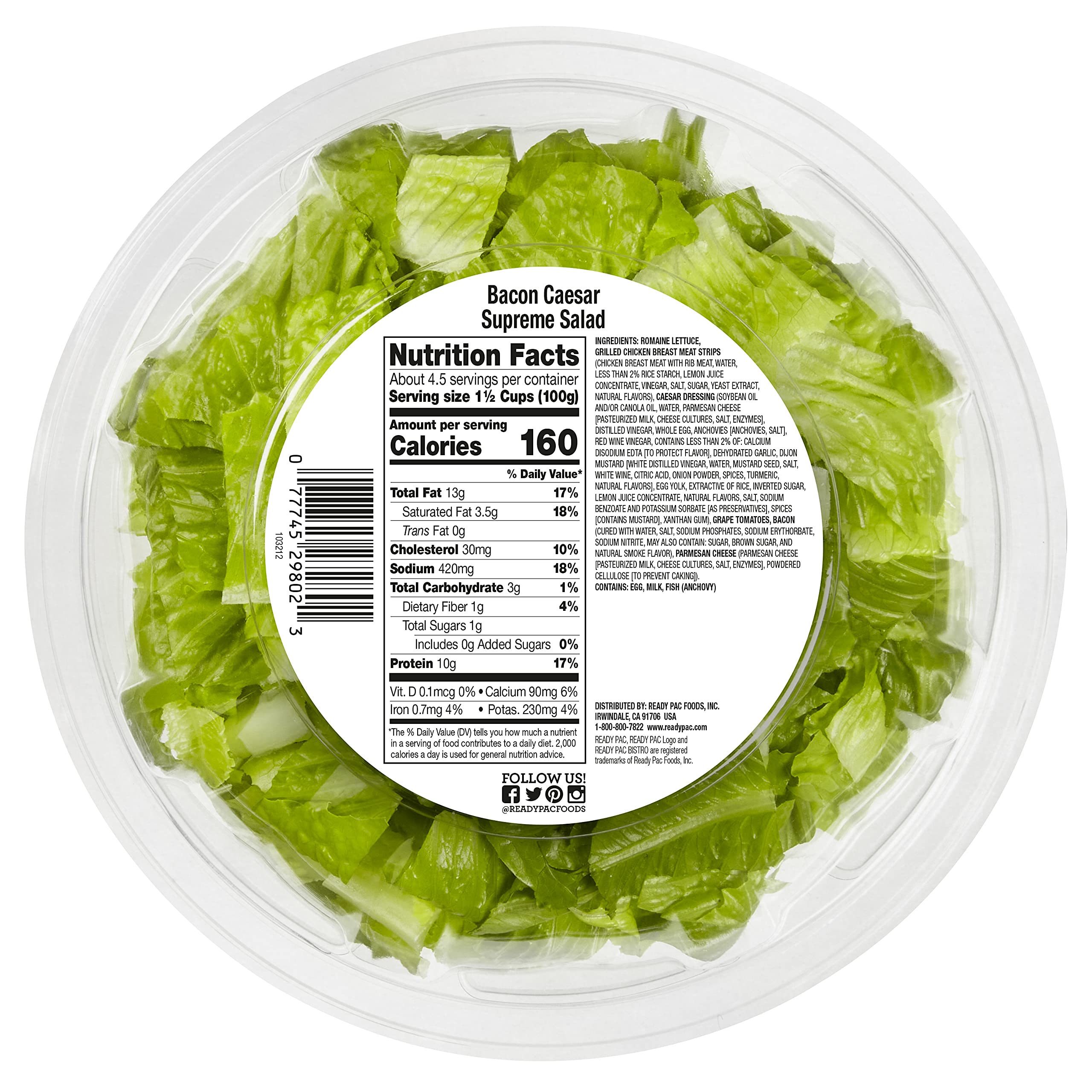 Amazon.com: Ready Pac Foods Bacon Caesar Supreme Grilled Chicken