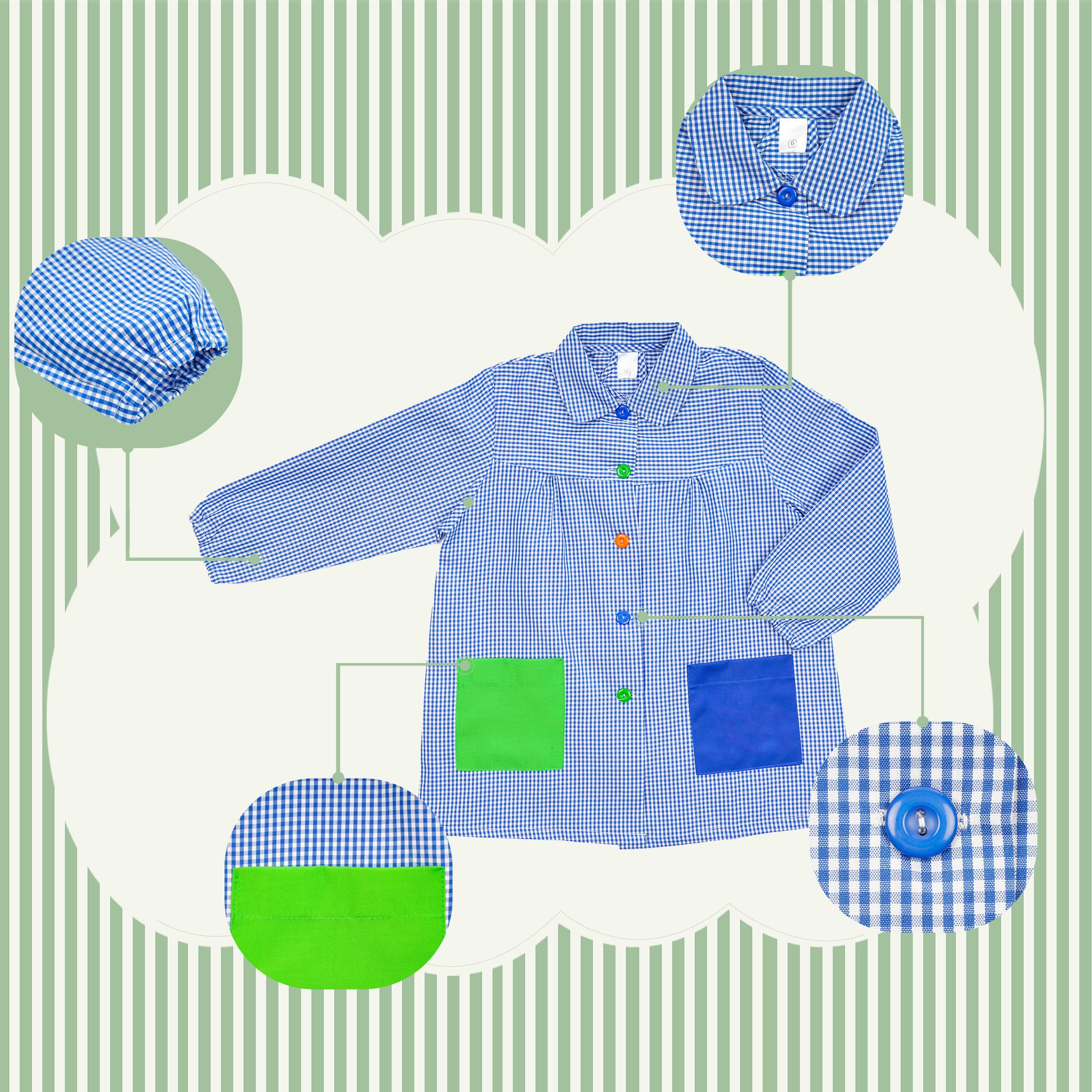 H HANSEL HOME Tablier d'École avec Boutons et Col pour Enfant et Garçon, Tablier Blouse Élastique aux Poignets et au Cou Puor l'École e Artisanat