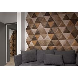 Palilleria Listones De Madera Decorativos Para Pared Paneles de pared decorativos 3D de madera de roble barnizado con diseño exclusivo, triangular, tacto suave, decoración, hecho a mano, Pyramid (1 pieza, C04 natural)