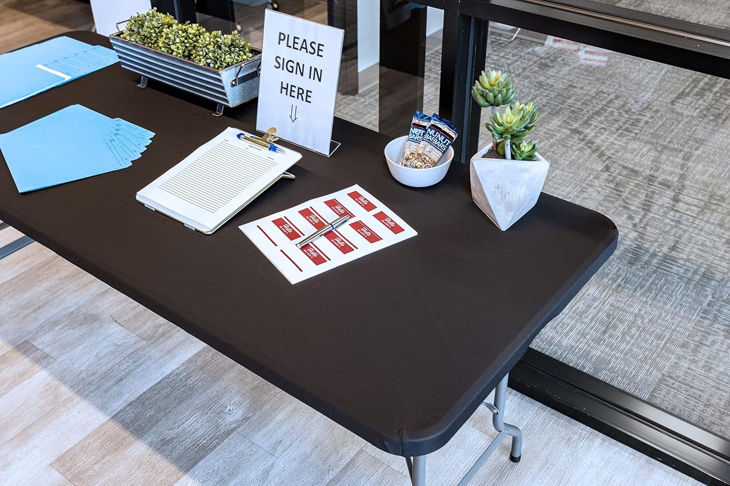 80% оƒƒ Dіѕсоunt Iceberg 16621 Stretch Fabric Table Top Cap Cover, Polyester/Spandex, Black, 6 Feet