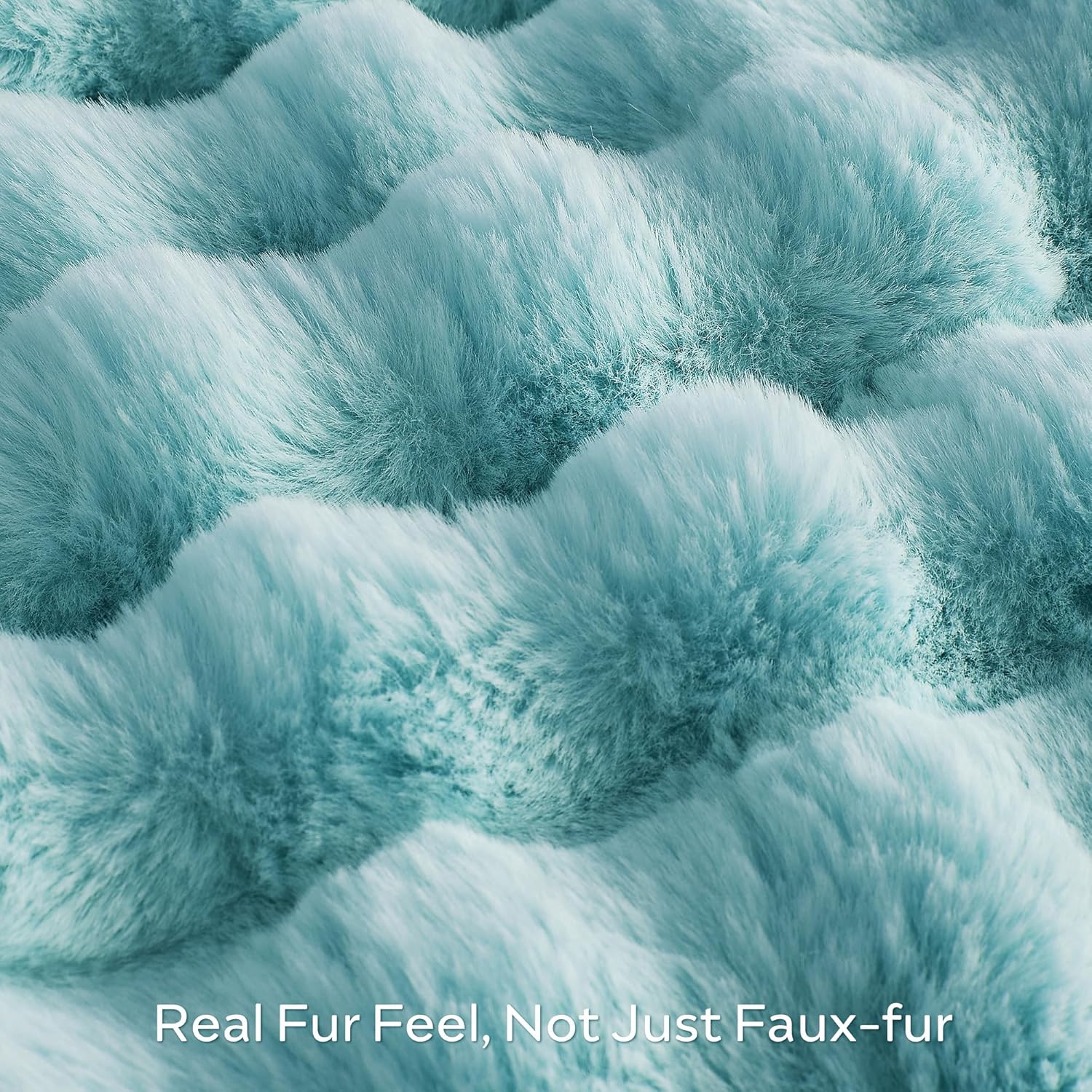 JELLYMONI Faux Fur Throw Blanket, Baby Blue Throw Blanket for Couch, Fuzzy Cozy Plush Bubble Bed Blanket, Thick and Warm Blanket, Throw (50" X 60") - Image 5