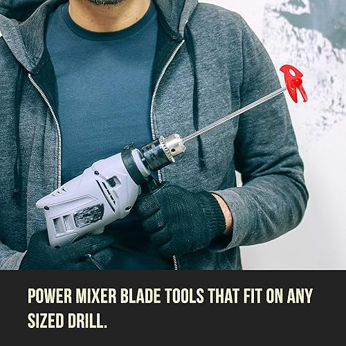 Miniatura 4 de TCP Global Pintura, resina epoxi, herramienta de taladro mezclador de lodo para mezclar cuartos y galones (paquete de 2)  10 pulgadas de largo, eje