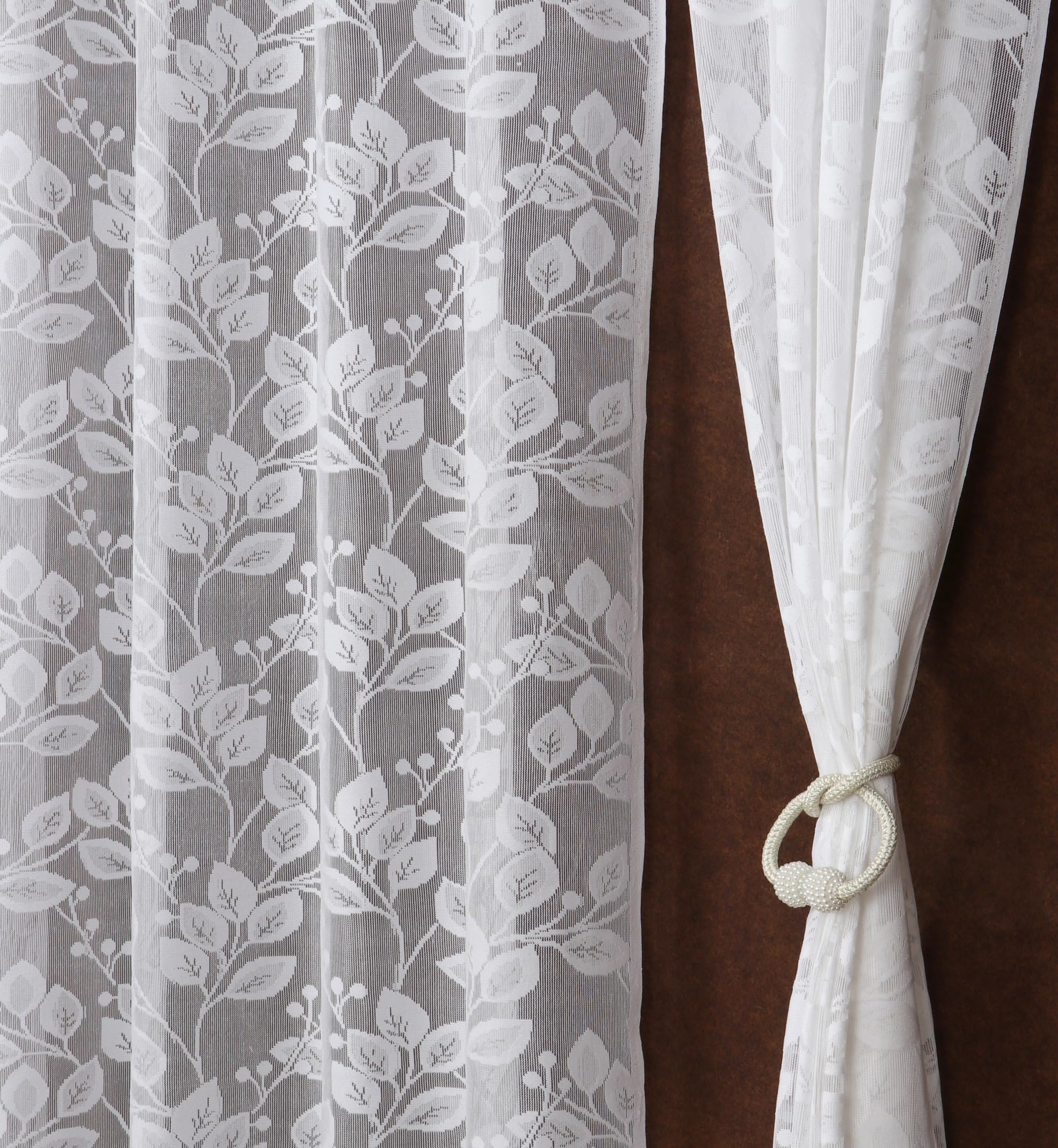 Homefab India Floral Transparent Sheer Curtain - 5 X 4 Feet, Window Curtains, White, Pack of 1 Piece