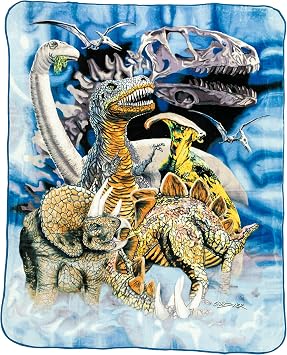 Crover Plush Raschel Mink Blanket Dinosaur 100% Polyester Queen Size 79"x95"