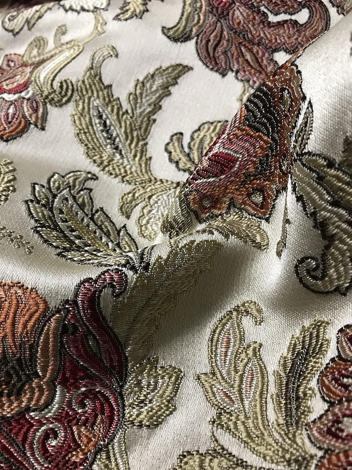 Luxurious Woven Jacquard Floral Design Furnishing Fabric for Upholstery, Window Treatments, Craft - Width 54 inches - Fabric by The Yard (Orangish Red)