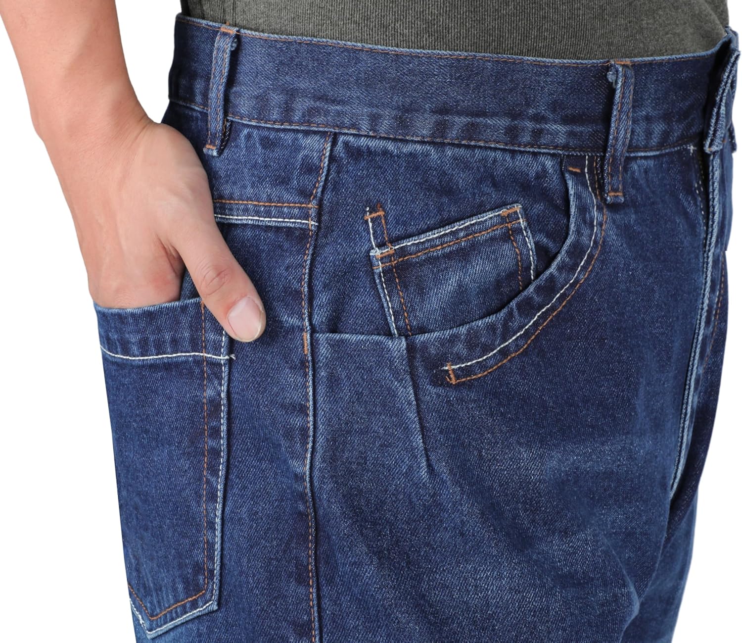 KONRECO FR Pants for Men Flame Resistant 14oz Heavy Duty Denim Pre-Washed Relaxed FR Jeans Mid Blue 34W x 32L image 6 of 8 B09BF5JVXS