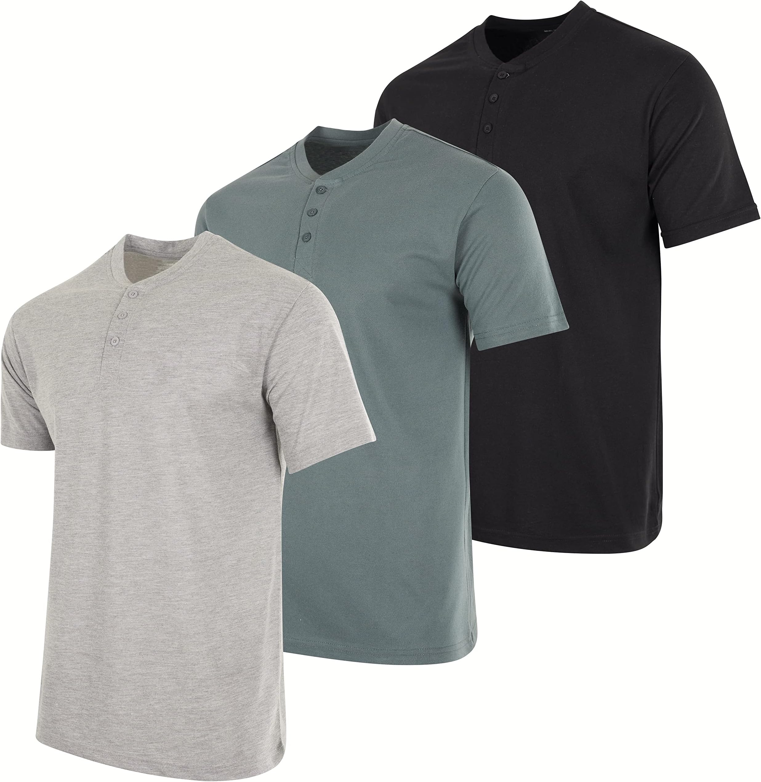 3 Pack Big & Tall King Size Men s Cotton Short Sleeve Henley T-Shirt Casual Shirts Lounge Active Athletic Workout Dry Fit Sleep Summer Sleep Pajama Workout Dry Fit- Set 5, 4X Tall
