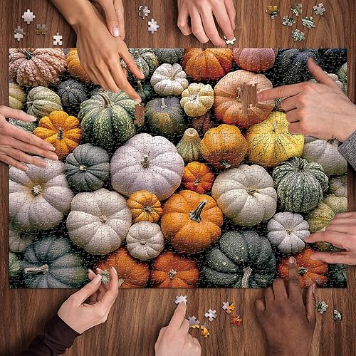 Miniatura 6 de Rompecabezas de calabaza de Acción de Gracias para adultos de 1000 piezas, rompecabezas de collage de cosecha de otoño y otoño, rompecabezas